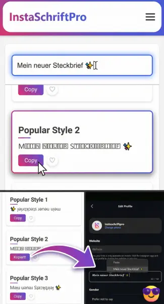Anleitung zum Ändern der Instagram Bio Schrift