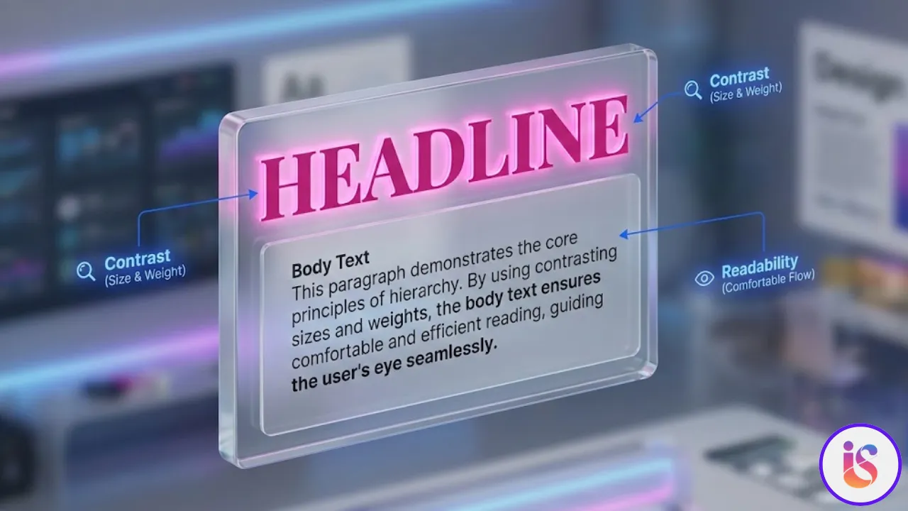 Visuelle Hierarchie mit fetter Serif-Überschrift und schlichtem Text.